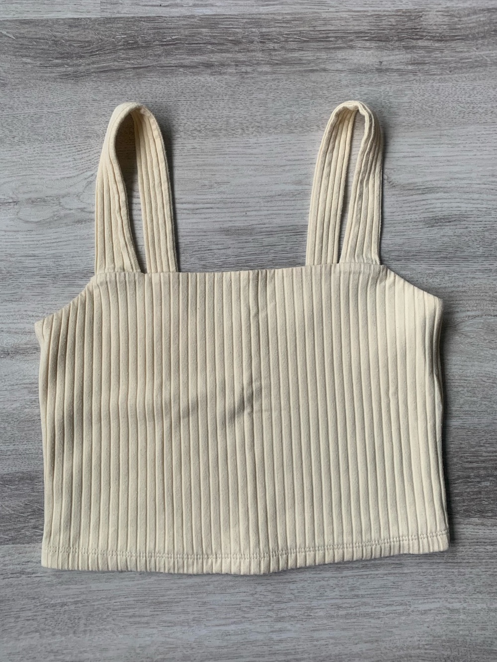 American Eagle Yellow Ribbed Square-Neck Crop Tank Top size small